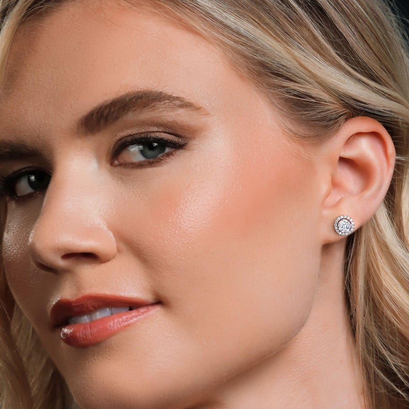 Gem Stone King 6MM Round Gemstone Birthstone Removable Jacket Stud Halo Earrings For Women | 925 Sterling Silver | Fine Jewelry Gifts for Her Mom Women Wife - Image 4
